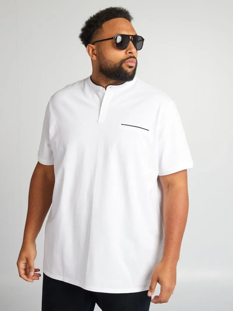 Polo em piqué de algodão com gola - Branco