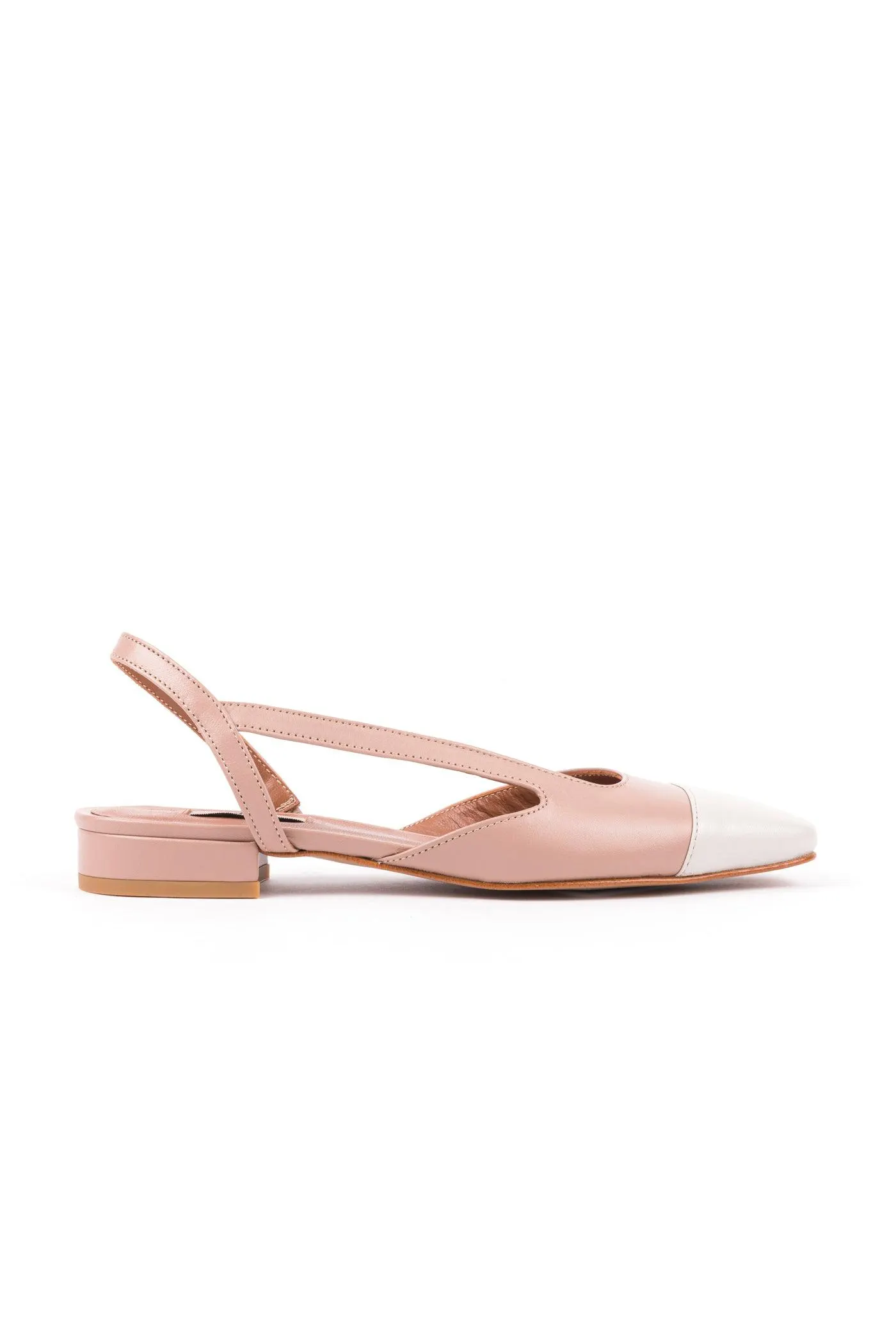 Slingbacks rasos em pele Taupe