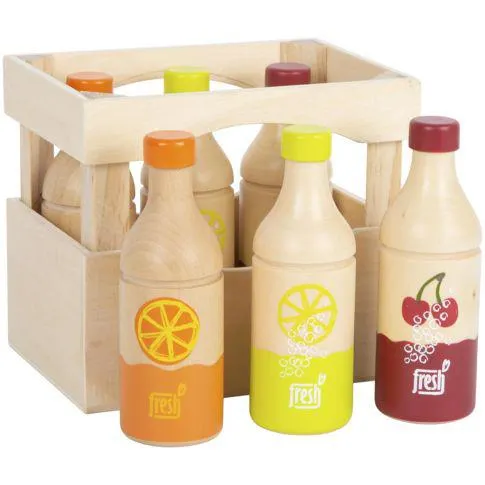 Caixa com garrafas de madeira