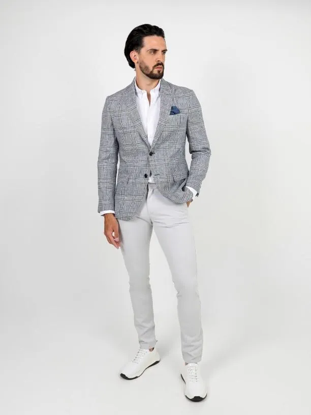 Blazer de 100% linho com padrão xadrez