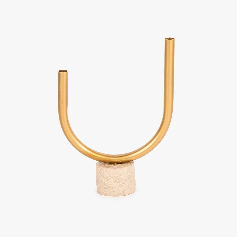 Jarra com tubos dourado 27,2cm SIMPLY