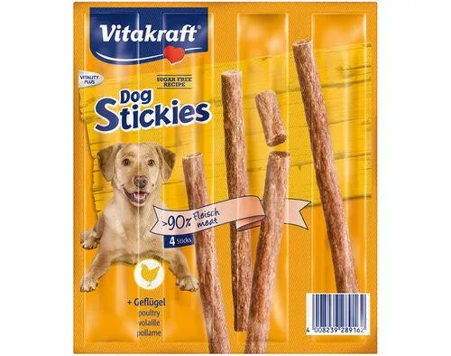 snacks para cão vitakraft dog stickies com aves pack 4 unidades