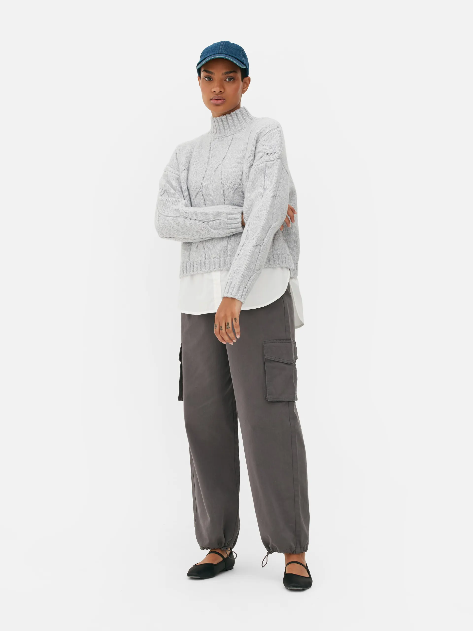 2-in-1-Rollkragenpullover und -Hemd