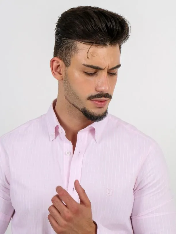 Camisa de algodão às riscas