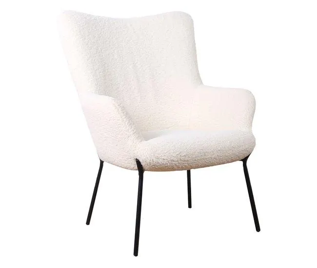 Sillón borreguito efecto lana rizada beige EIRA