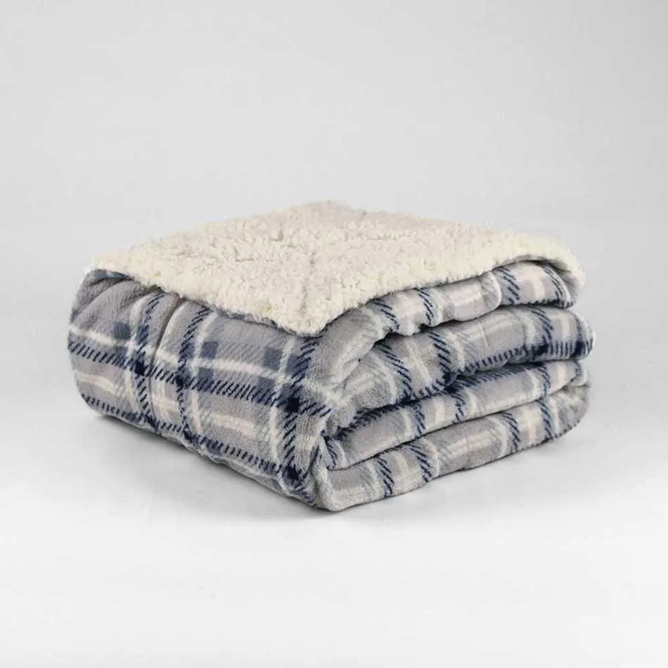 Manta sherpa Cuadro Aitor azul