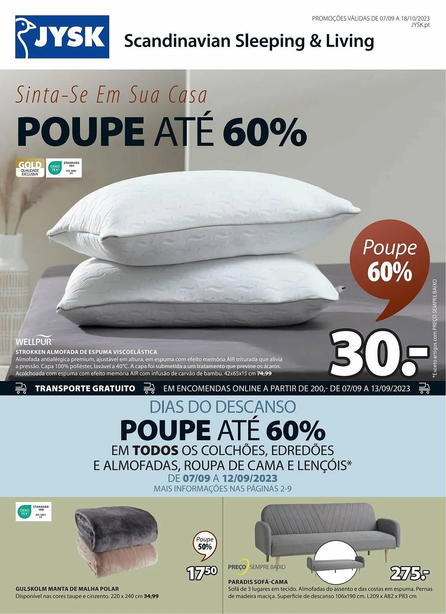 Folheto Folheto Jysk de 7 de setembro até 18 de outubro 2023 - Pagina 1