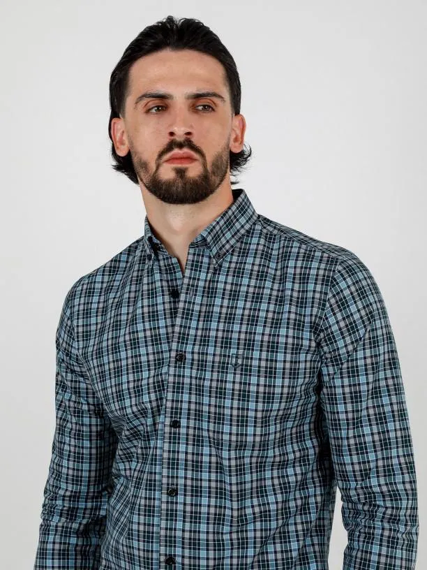 Camisa padrão xadrez com bolso