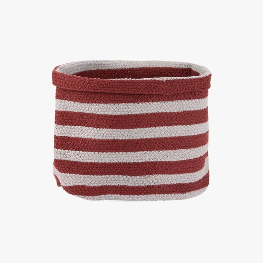 Cesto trançado riscas branco/vermelho LA PAZ