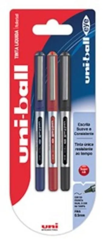 Esferográfica Eye Micro de Tinta Preta, Azul e Vermelha