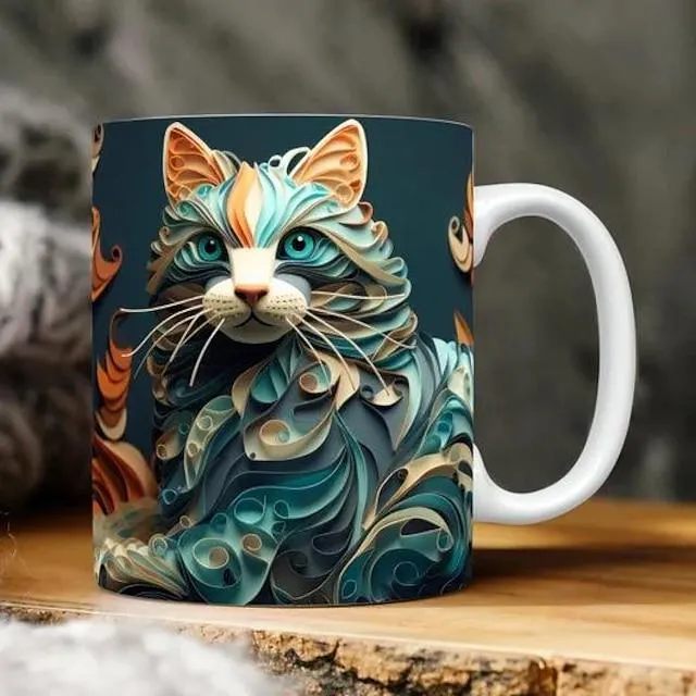 3d kittens gat in een muur mok, 3d witte kat mok 3d nieuwigheid kat mokken kattenliefhebbers koffiemok kat club cup witte keramische mok cadeaus voor mannen vrouwen