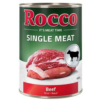 Rocco Single Meat 6 x 400 g comida húmida em promoção: 5 + 1 grátis!