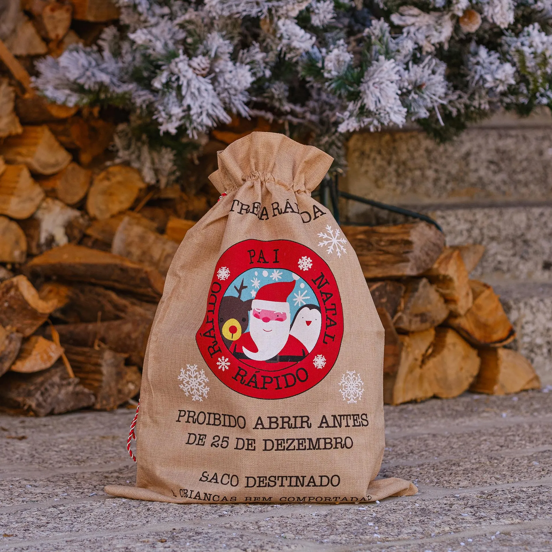 Saco Natalício Em Juta 75x54cm