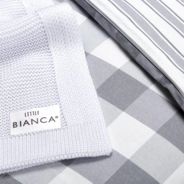 Capa de Edredão e Almofada Bebé Berço Cinza Check & Stripe