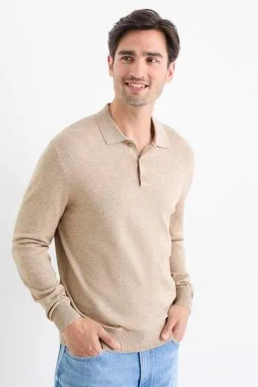 Long sleeve polo shirt - knitted