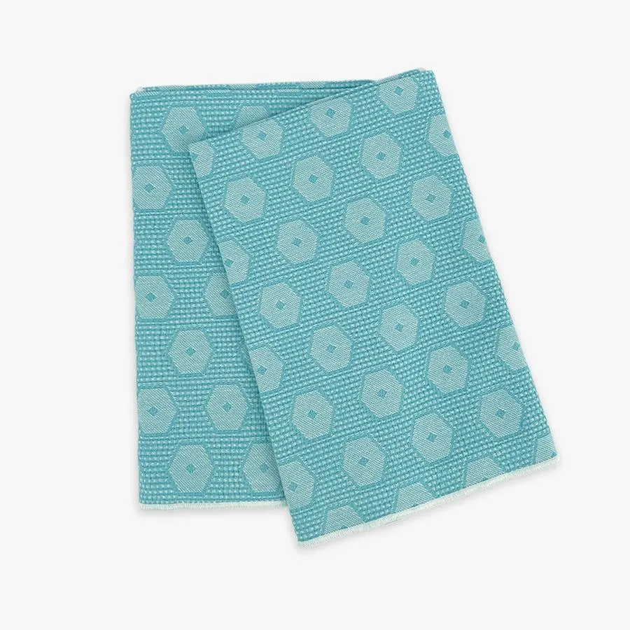 Guardanapo turquesa e branco 45x45 cm (conj. 2) CORDOAMA