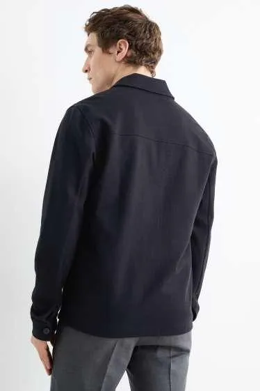 Shirt jacket - relaxed fit - kent collar - textured