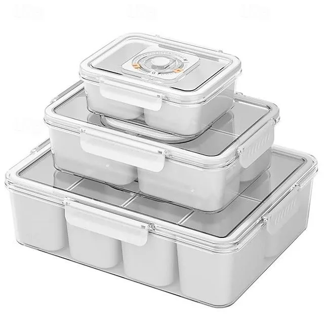 snackbox container plastic verdeeld dienblad met deksel charcuterie container draagbare snackschotels organisator voor snoep, fruit, snacks, noten, voor feest, entertainment, picknick