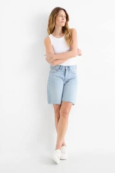 Denim shorts - mid-rise waist - LYCRA®