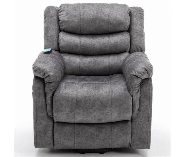 Cadeira de relaxamento eléctrica reclinável - com funções de aquecimento e vibração - 2 bolsos laterais - Cinzento
