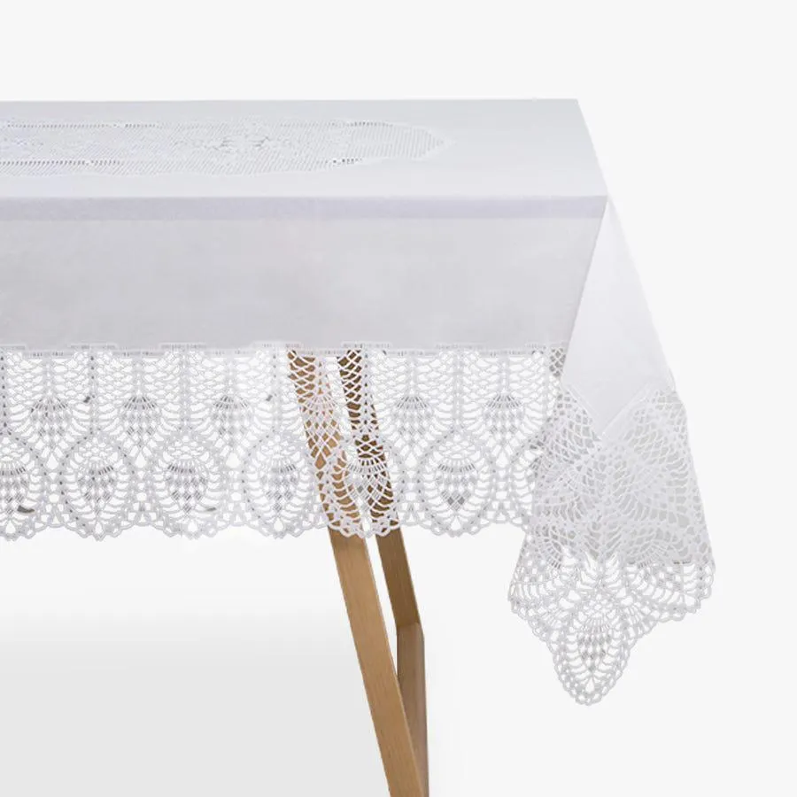 Toalha de mesa PVC renda branco 152x228cm FIJI