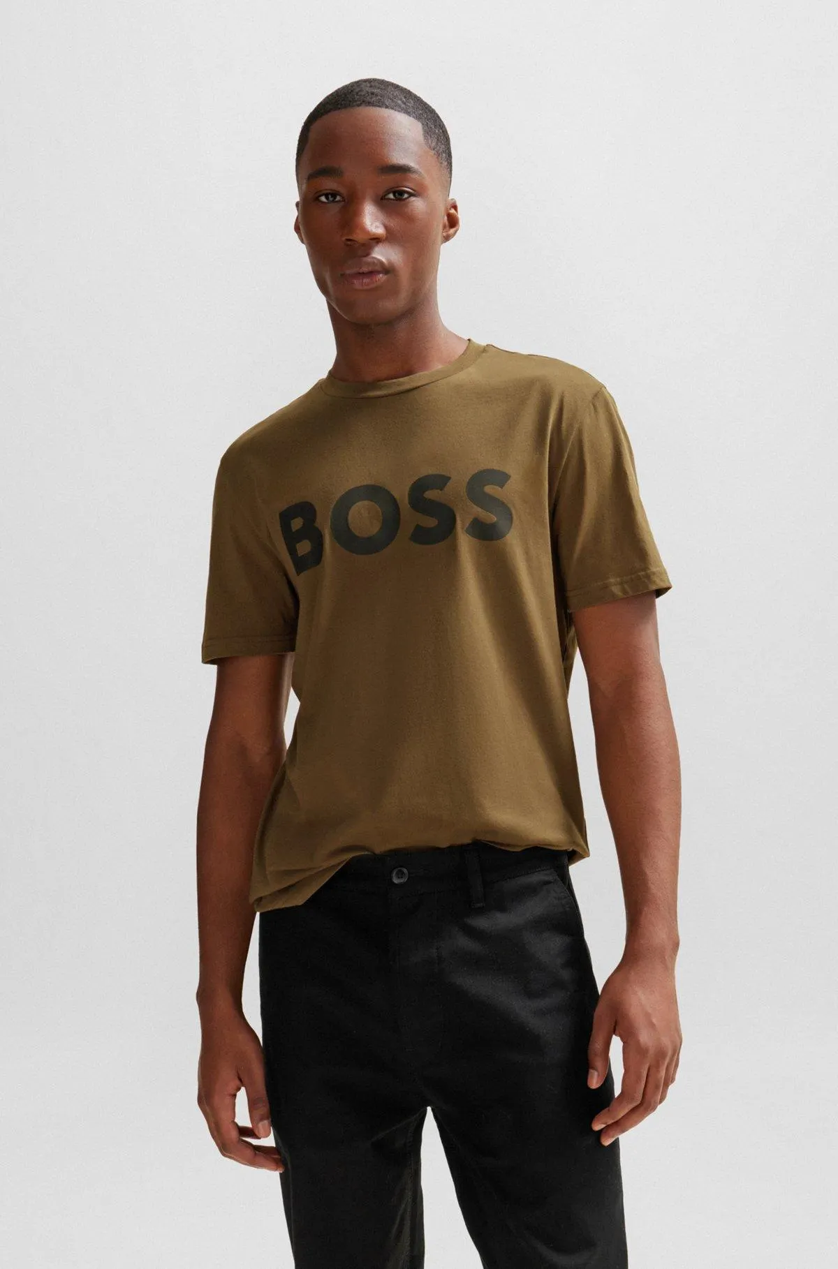 T-shirt de jersey de algodão com logótipo em borracha