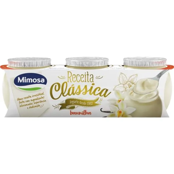 Receita Clássica Iogurte Cremoso de Baunilha Pack 3 embalagem 125 g Mimosa