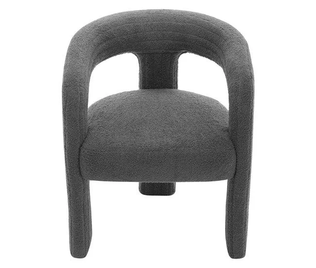 Cadeirão individual - estofado em tecido de pelúcia - Cinzento