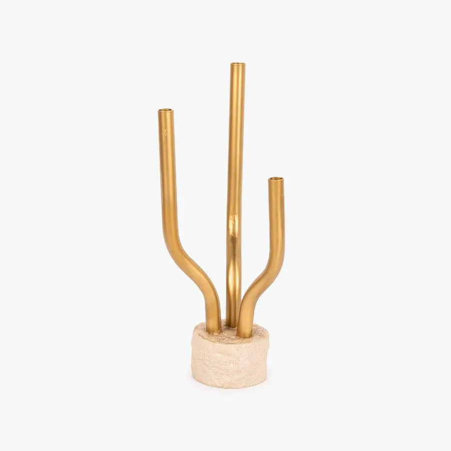 Jarra com tubos dourado 32,6cm SIMPLY