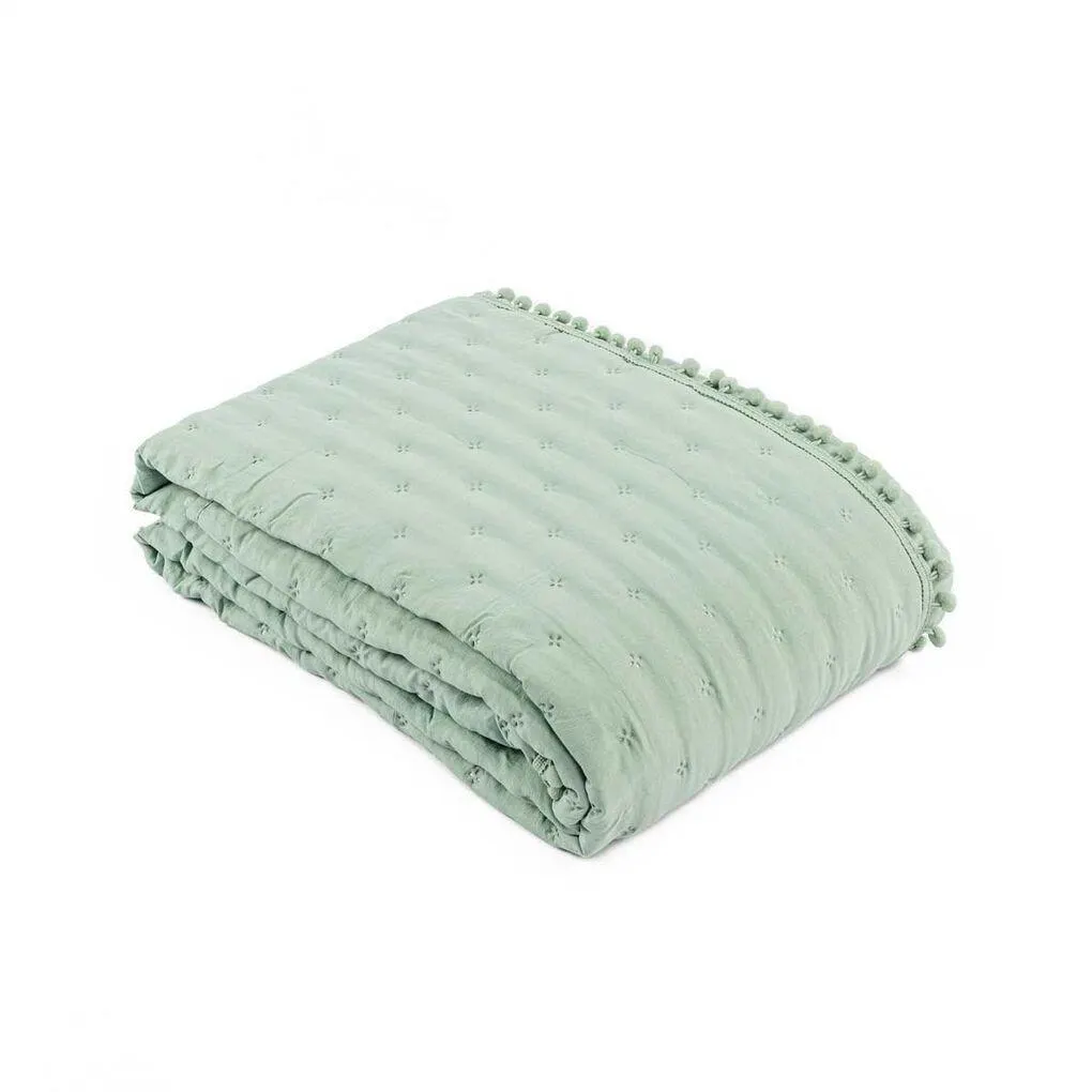 Edredão BEAR reversível verde água e cinza 140x220cm