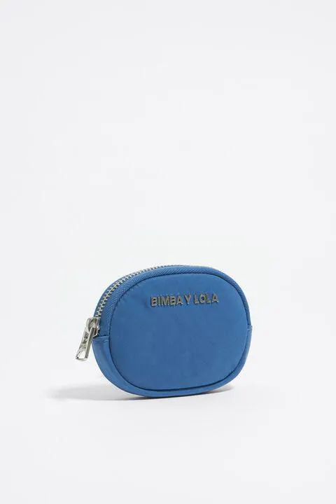 Porta-moedas oval nylon azul