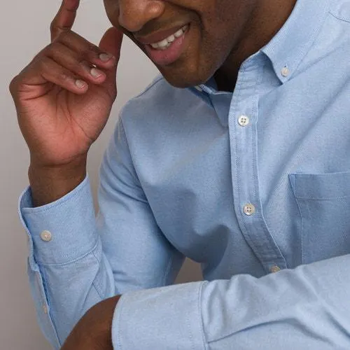 Camisa oxford direita, colarinho americano