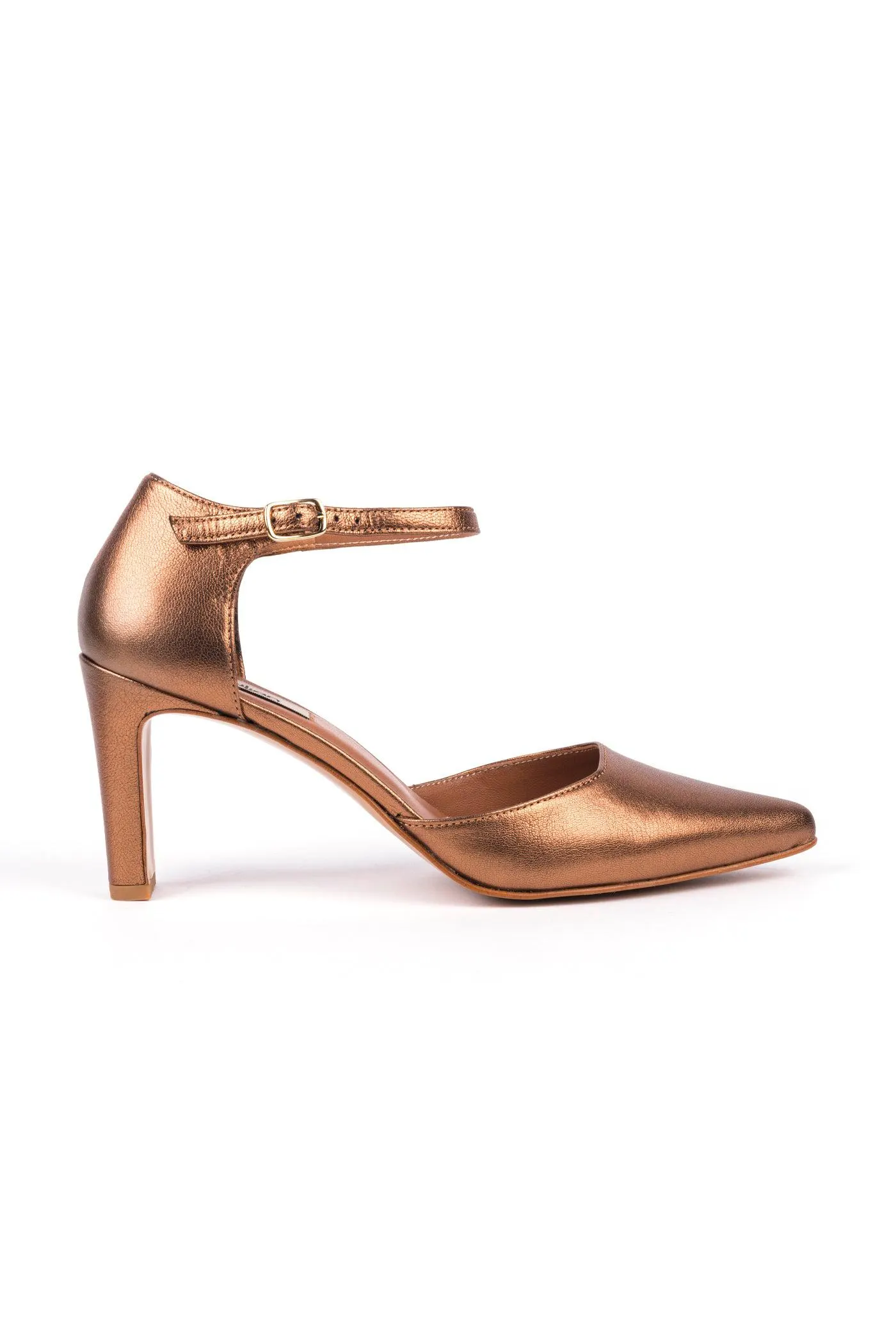 Sapatos de salto alto em pele - Bronze