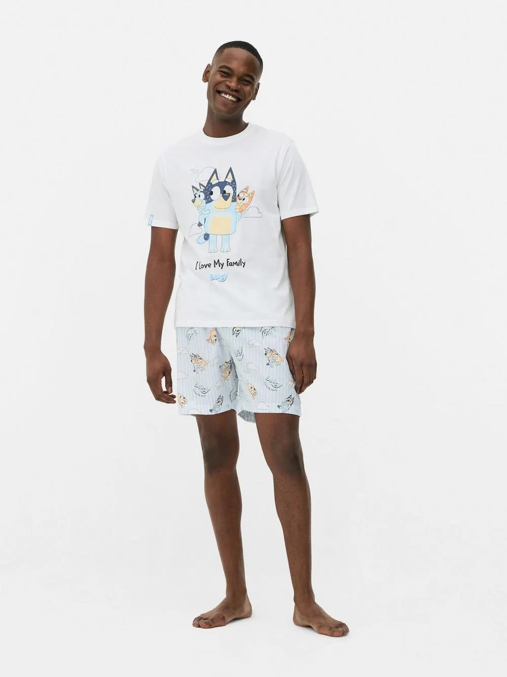 Pijama condizer família t-shirt/calções Bluey homem