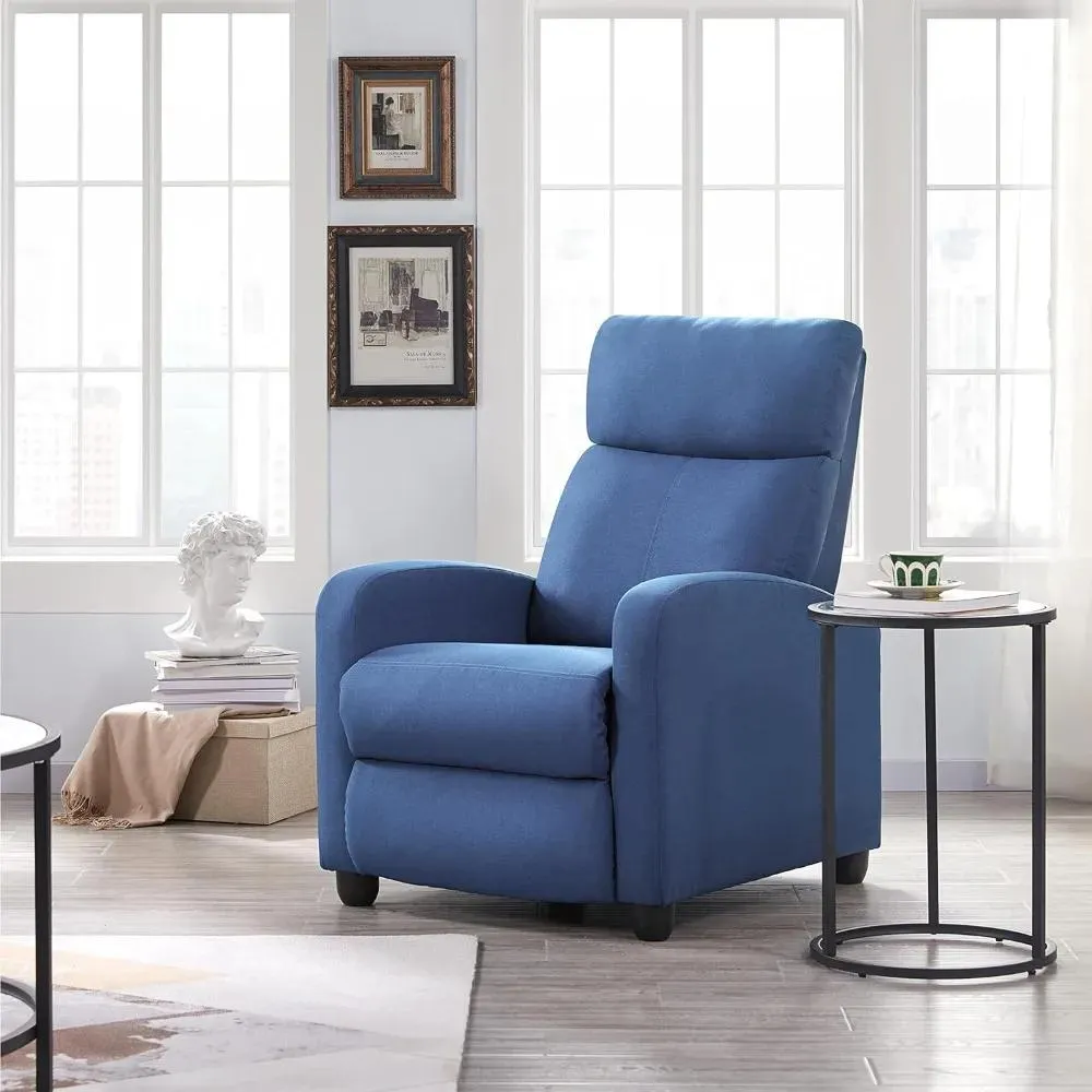 Fabric Recliner Sofa Push Back Recliner Chair Adjustable Modern Single Reclining Chair Pocket Spring Living Room Bedroom