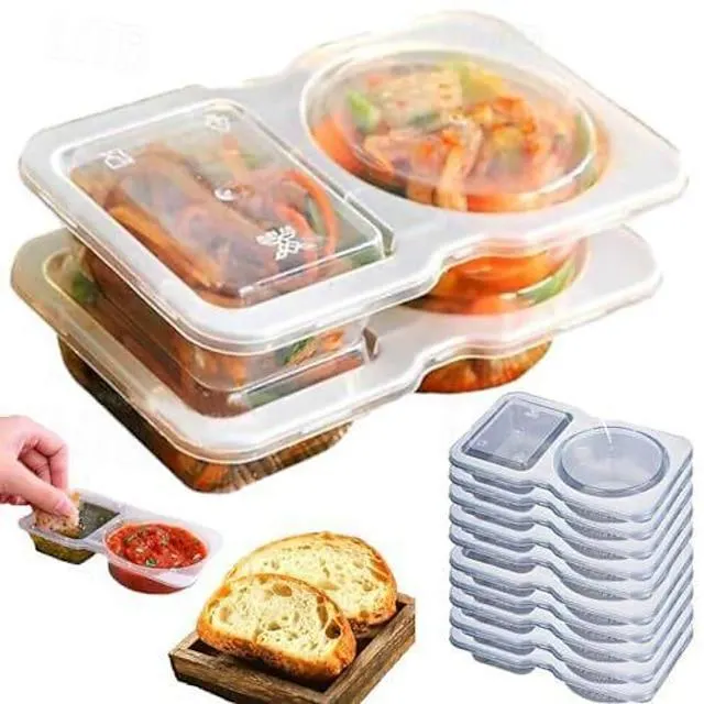 snackbox container restaurantware futura 5 ounce snackcontainers magnetronbestendige sauscontainers - 2 compartimenten scharnierend deksel doorzichtige plastic portiebekers