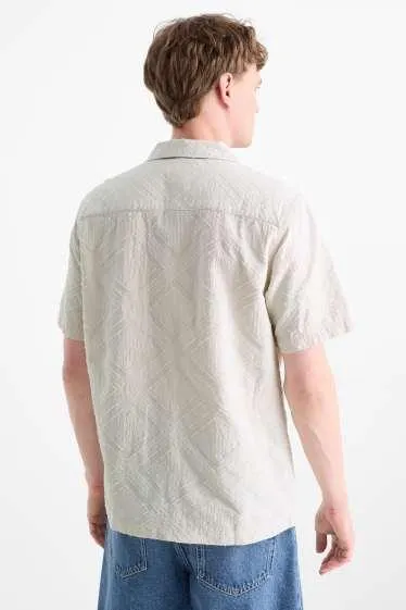 Shirt - loose fit - lapel collar - textured