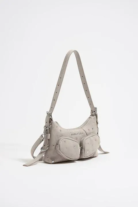 Mala Hobo Pocket XS pele Swarovski pedra