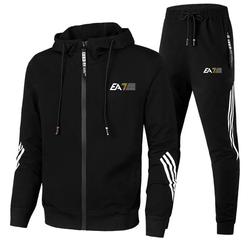 Men's Tracksuit Sets Hooded Pullover + Sweatpants Sports Suit Casual Jogger Sportswear 2 Pcs Male Streetwear Sets Men's Clothing