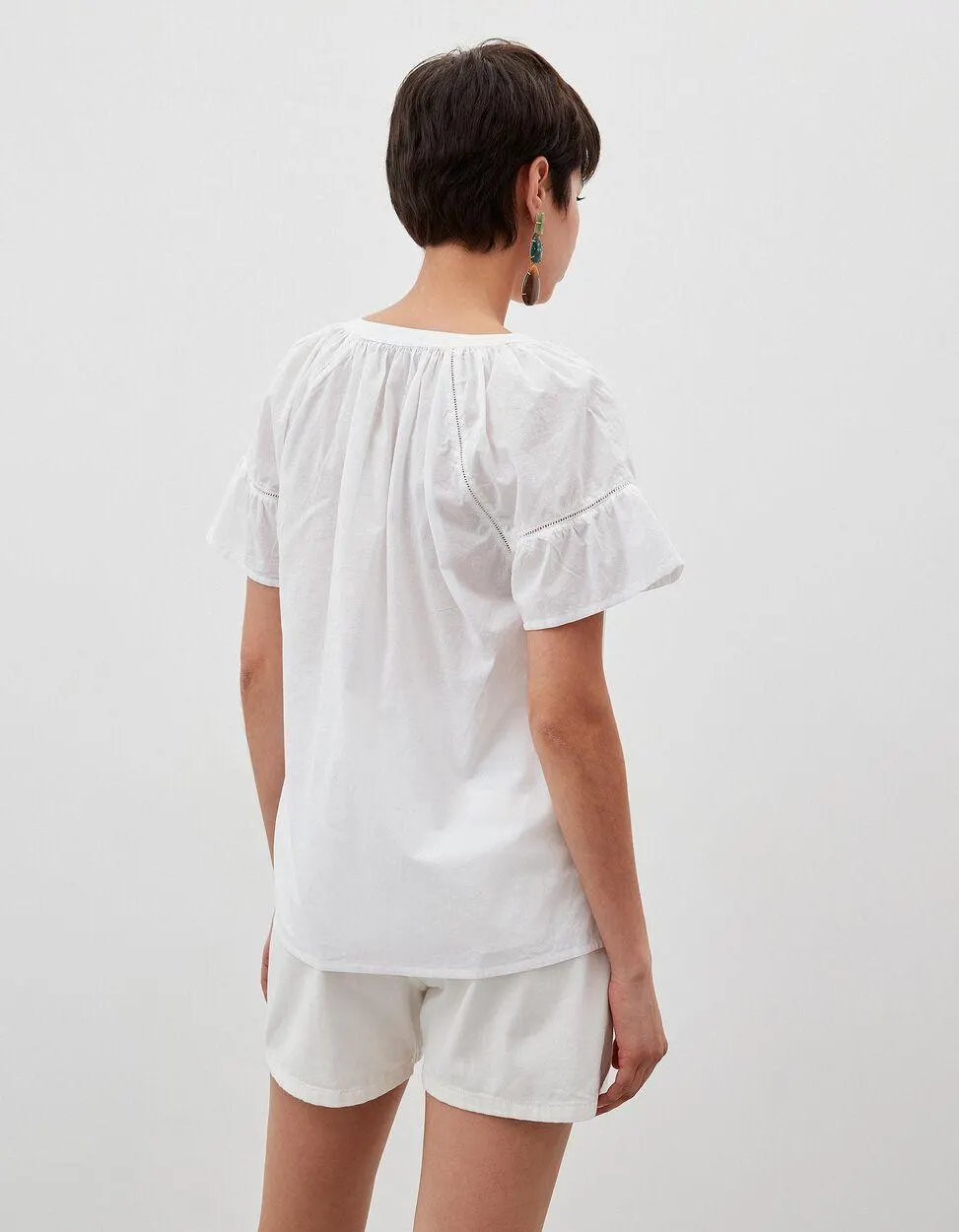 Blusa Decote em V, Mulher, Branco