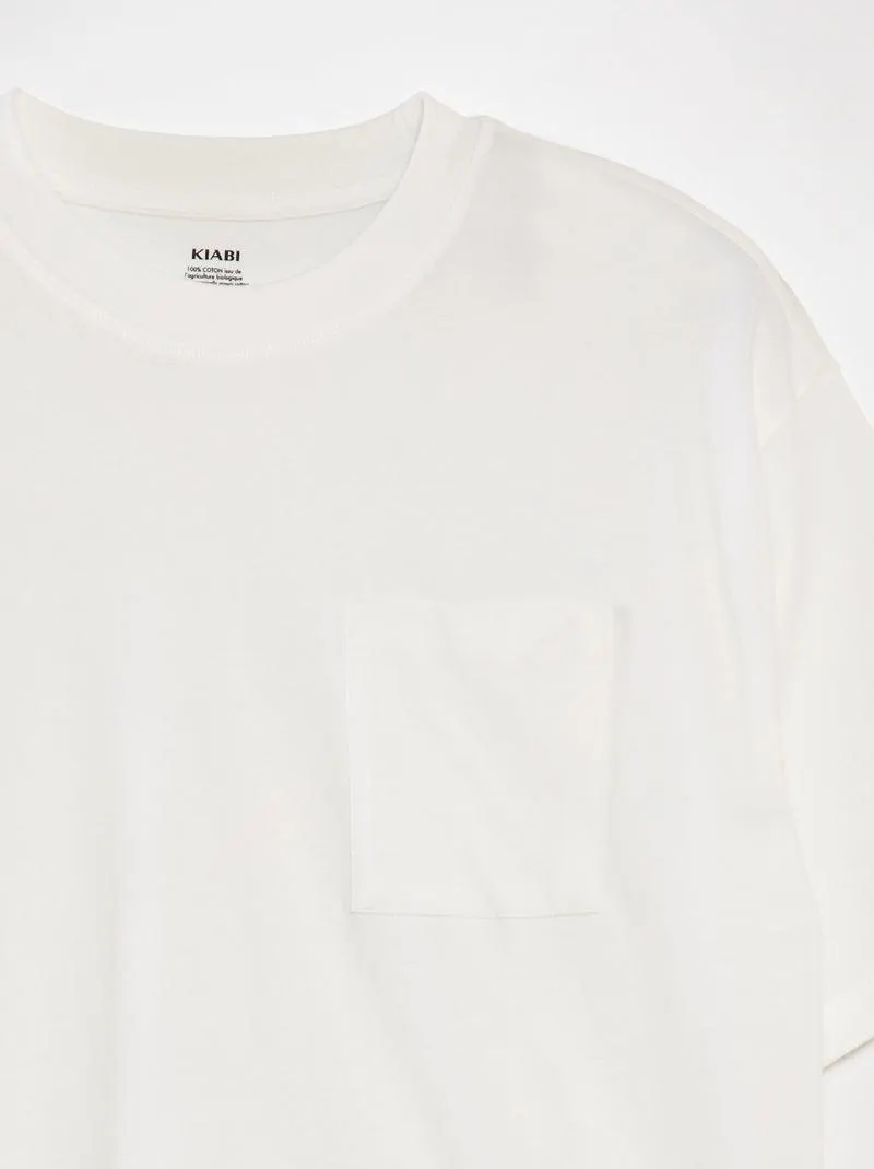 T-shirt lisa corte largo - Branco