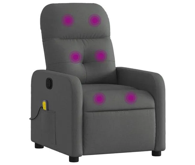 Poltrona de massagens reclinável - Poltrona relax tecido cinzento-escuro