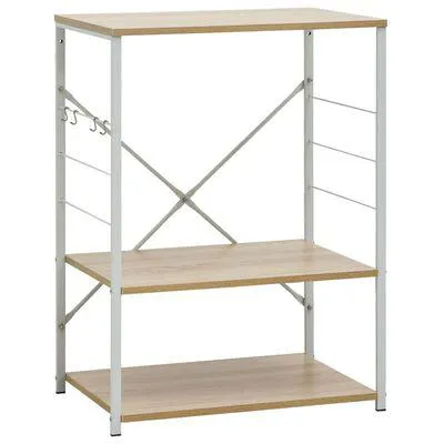 vidaXL Armário para micro-ondas derivados de madeira branco/carvalho