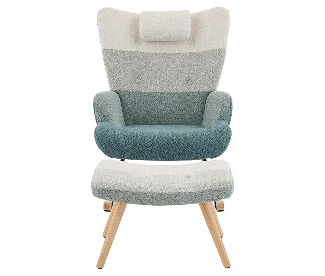 Cadeira de baloiço、Cadeira de baloiço em tecido turco francês - com almofada e apoio para os pés - Multicolor