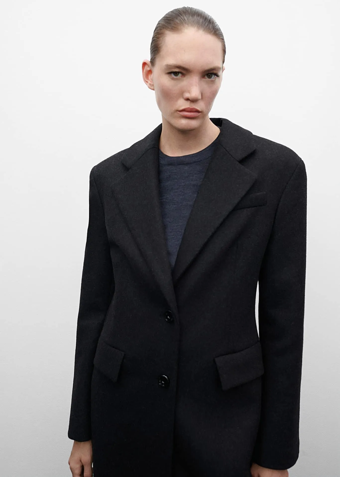 Sobretudo de lã com chumaços