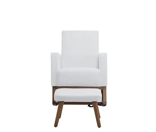 Cadeira de baloiço com apoio para os pés - veludo - Branco