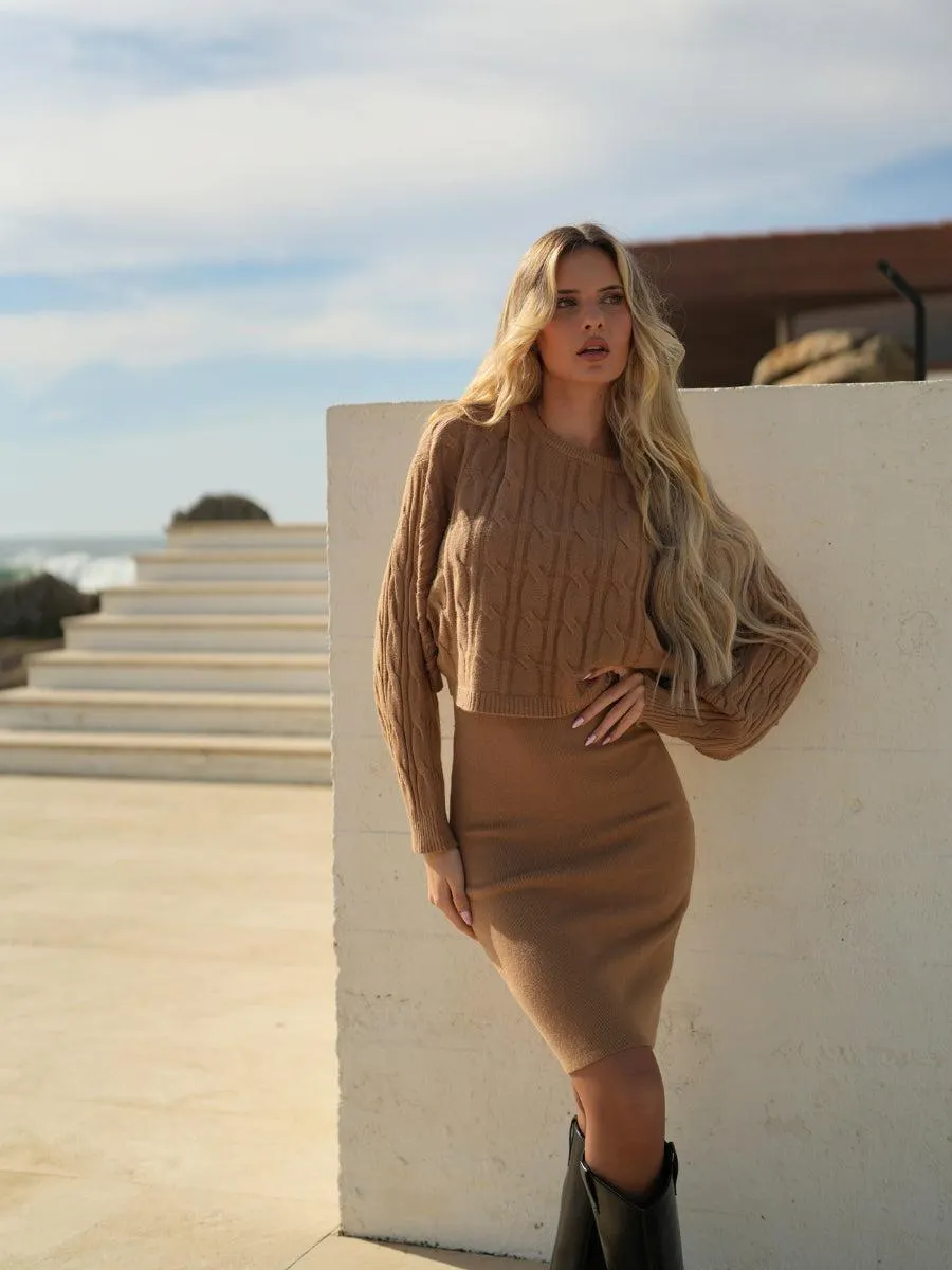 CONJUNTO DE MALHA 2 PEÇAS: CAMISOLA + VESTIDO