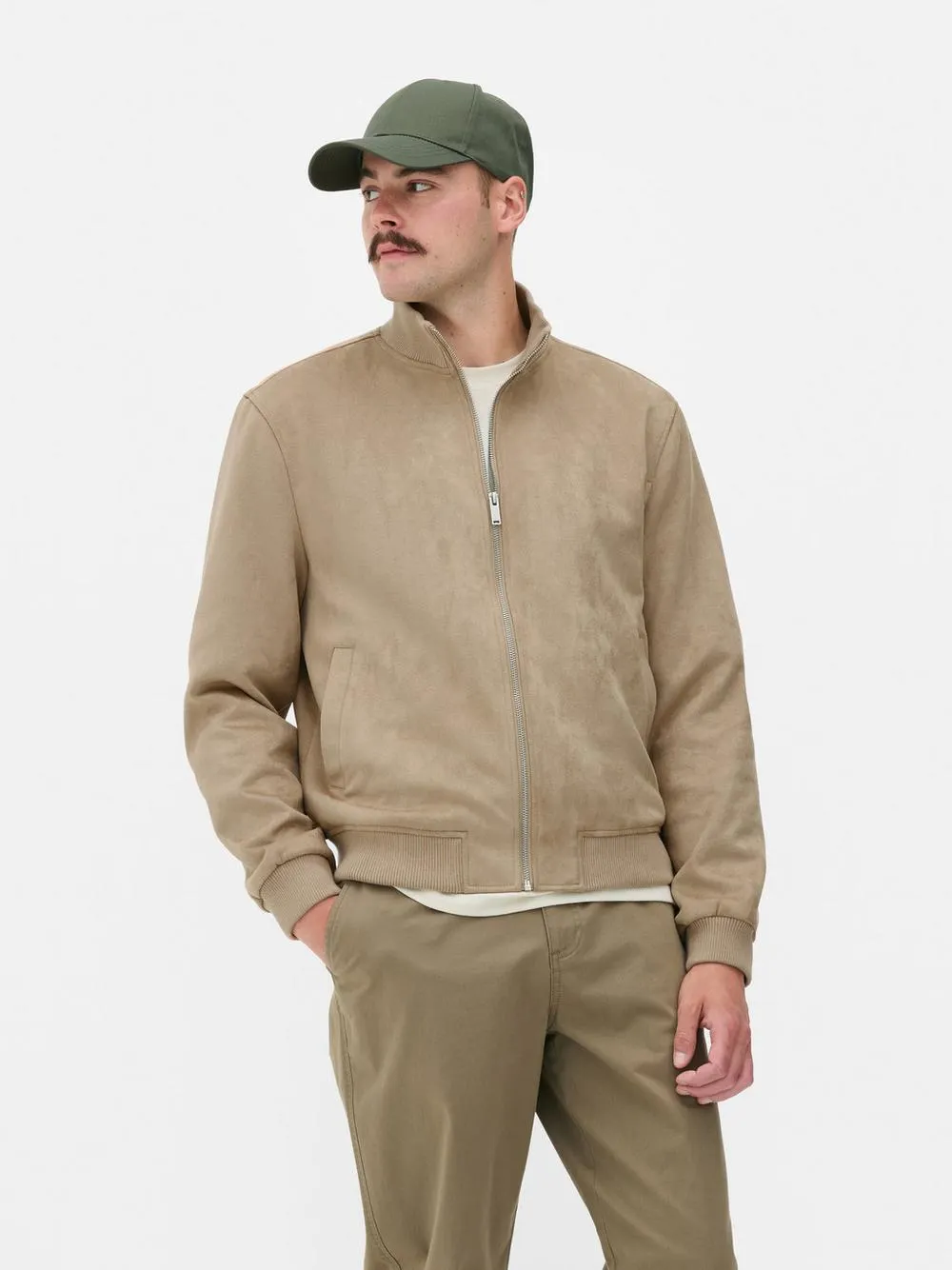 Faux Suede Funnel Neck Jacket