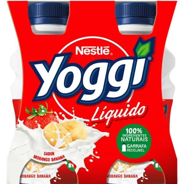 Iogurte Líquido de Morango e Banana Pack 4 embalagem 160 g Yoggi