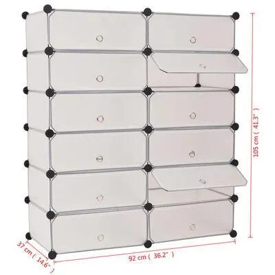 vidaXL Sapateira c/ 12 compartimentos de arrumação interligados branco